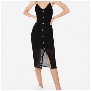 NWT Express Rib Button Front Midi Dress Petite XXS